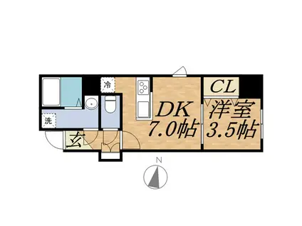 カーサベルタ(1DK/3階)の間取り写真