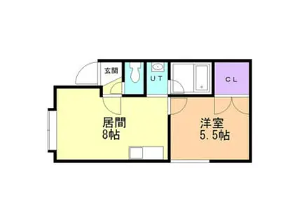 カナルコートⅡ(1DK/1階)の間取り写真