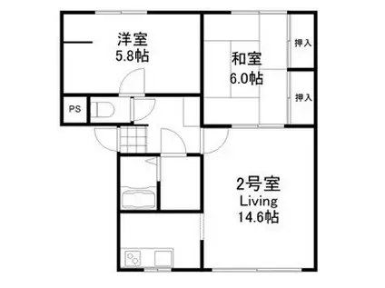 ルトゥール南平岸Ⅵ(2LDK/3階)の間取り写真