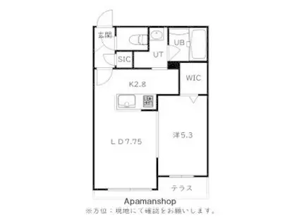 菊水5-2MS B棟(1LDK/1階)の間取り写真