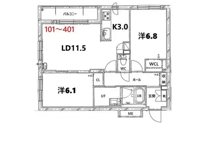 BASE厚別西(2LDK/2階)の間取り写真