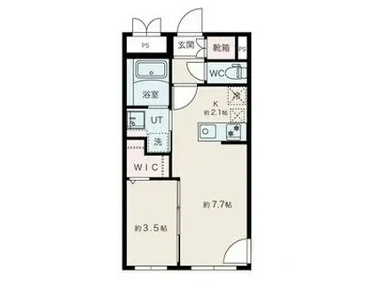 アルファスクエア平岸イースト(1LDK/4階)の間取り写真