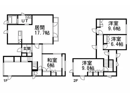札幌市東西線 新さっぽろ駅 徒歩6分 2階建 築38年(4LDK)の間取り写真