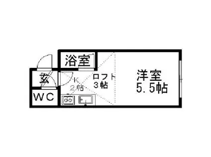 ベルテカヤマ(ワンルーム/2階)の間取り写真