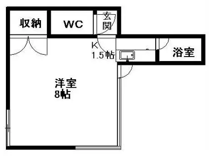 白石本通クラブハウス(1K/2階)の間取り写真