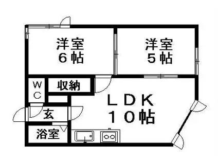 パルコート美乃家(2DK/5階)の間取り写真