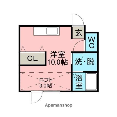 クレストコート母恋(ワンルーム/2階)の間取り写真