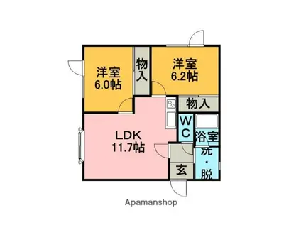 パールシティ桜木(2LDK/1階)の間取り写真