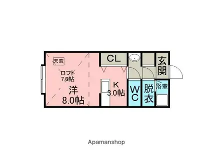 パークサイドヴィラハイツB(1K/2階)の間取り写真