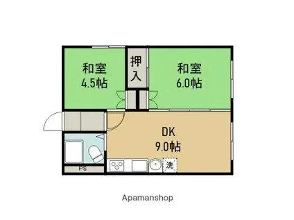 仙石マンション(2DK/3階)の間取り写真