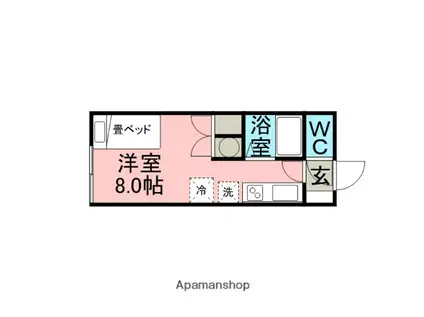 パークサイドハイツA(ワンルーム/1階)の間取り写真