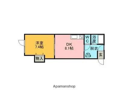 コーポひだまり(1DK/1階)の間取り写真