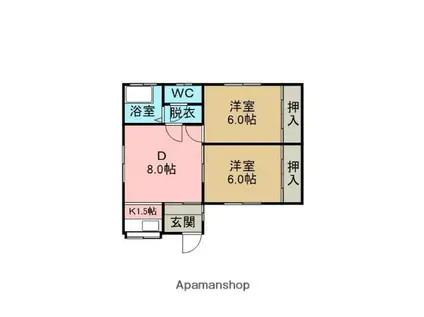 南アパート(2DK/1階)の間取り写真