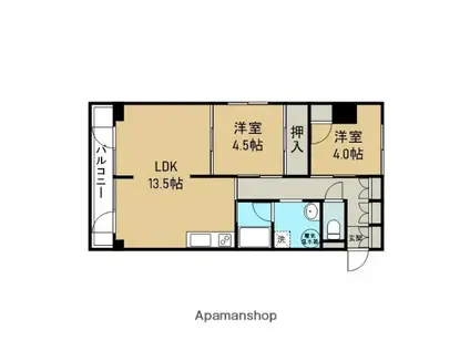 ハトヤ第15ビル(2LDK/9階)の間取り写真