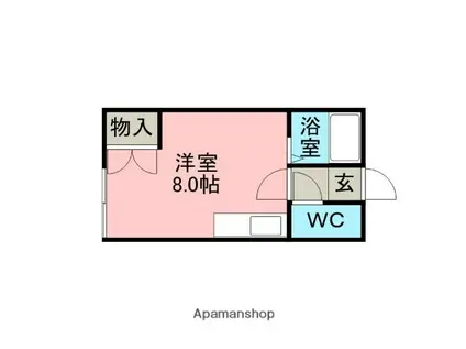 ハッピーハイツⅡ(ワンルーム/2階)の間取り写真