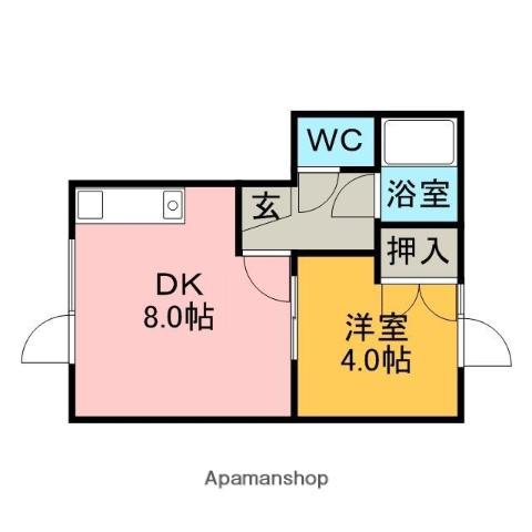 JUN宮の森(1DK/2階)の間取り写真