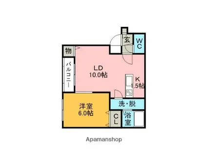 ラプラセ・ドゥ(1LDK/2階)の間取り写真