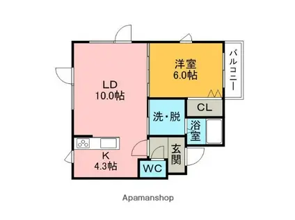 クリスタルハイツ(1LDK/3階)の間取り写真