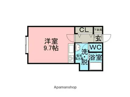 ORIZZONTE(ワンルーム/2階)の間取り写真