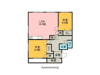 インプレス中島(2LDK/6階)の間取り写真
