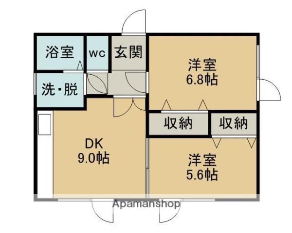 ハイツミクミン(2DK/2階)の間取り写真