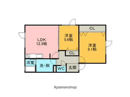 ベルコートⅡ(2LDK/1階)の間取り写真