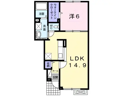 プロヴァンス(1LDK/1階)の間取り写真