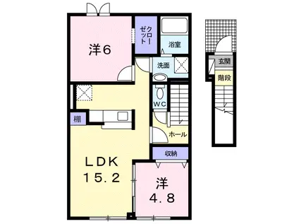 ラルジュ メゾン(2LDK/2階)の間取り写真