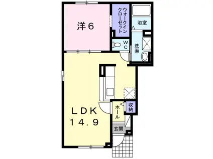 CREA-J.C(1LDK/1階)の間取り写真