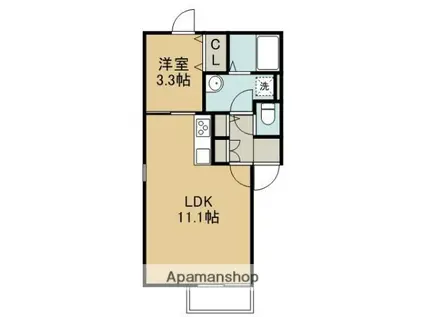 デリス・メゾンⅦ(1LDK/3階)の間取り写真