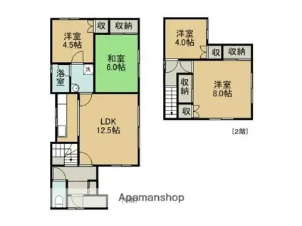 室蘭本線 鷲別駅 徒歩22分 2階建 築51年(4LDK)の間取り写真