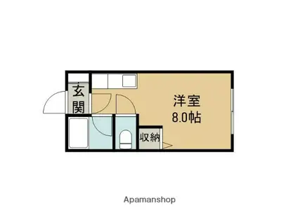 クリスタルハイツ1(ワンルーム/2階)の間取り写真