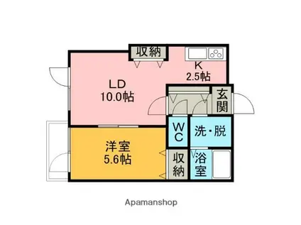 Uグランディス(1LDK/1階)の間取り写真