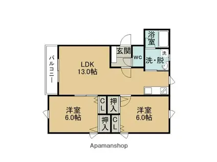 ビクトリアコーポⅠ・Ⅱ(2LDK/1階)の間取り写真