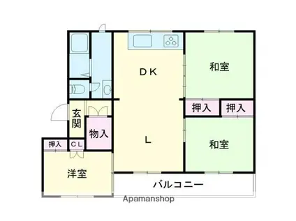 ハイツ山手(3LDK/1階)の間取り写真