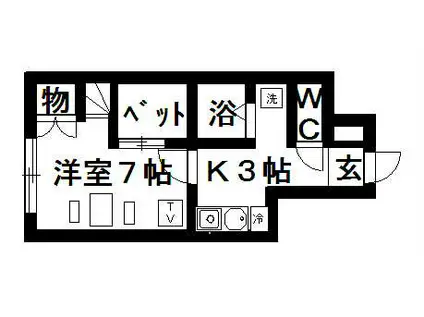 レオパレス三田(1K/1階)の間取り写真