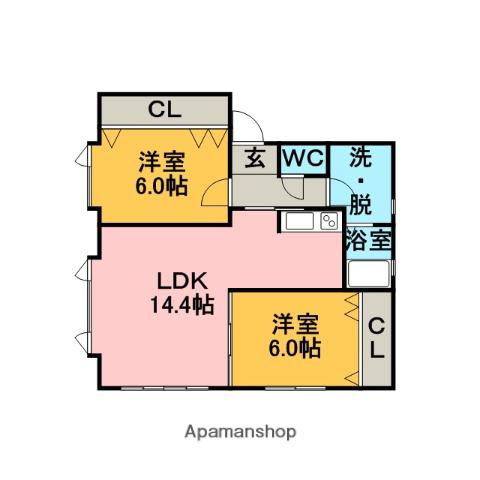 プランタン04(2LDK/2階)の間取り写真