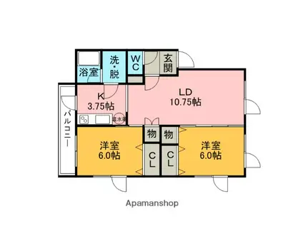 KNKハウス(2LDK/2階)の間取り写真