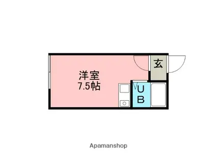 ハイツメモリーB(ワンルーム/1階)の間取り写真