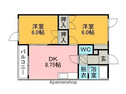 ハイツラポートA(2DK/2階)の間取り写真