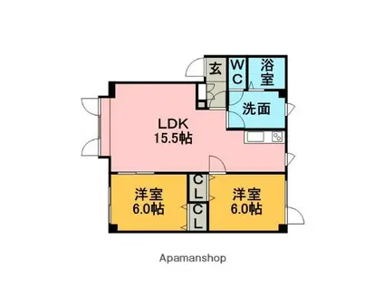 グランデールⅡ(2LDK/1階)の間取り写真