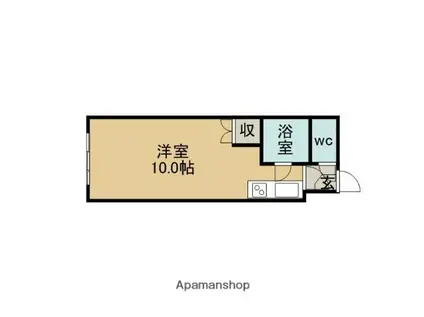 ハートフルハイツB(ワンルーム/2階)の間取り写真