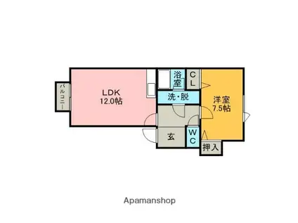 ピュアウエストⅢ(1LDK/2階)の間取り写真