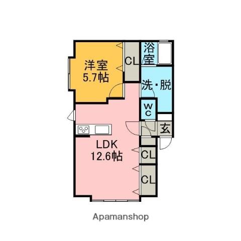 サンエミネンス美園(1LDK/2階)の間取り写真