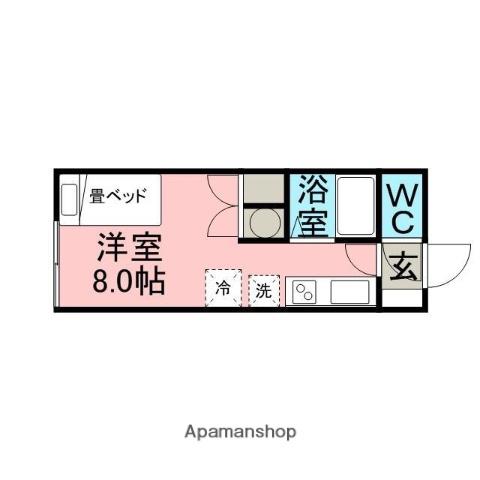 パークサイドハイツA(ワンルーム/1階)の間取り写真