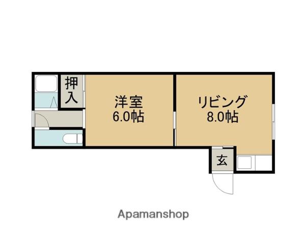 ワシ別ハイツ(1DK/1階)の間取り写真