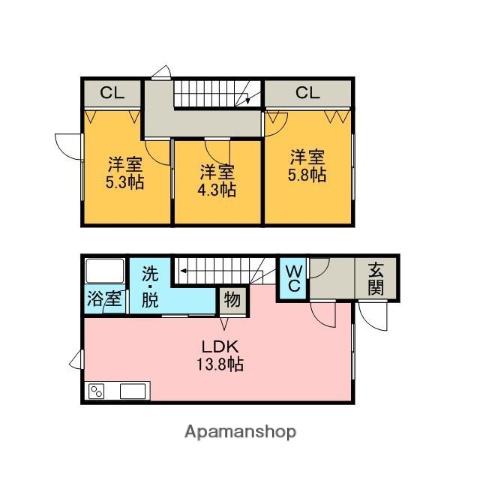 ハイツからんⅡ(3LDK/1階)の間取り写真