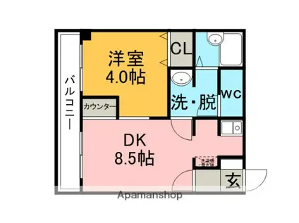 橋本HGビル(1DK/3階)の間取り写真