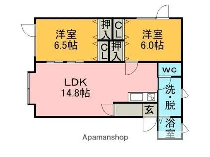 シーサイドハイツ(2LDK/1階)の間取り写真