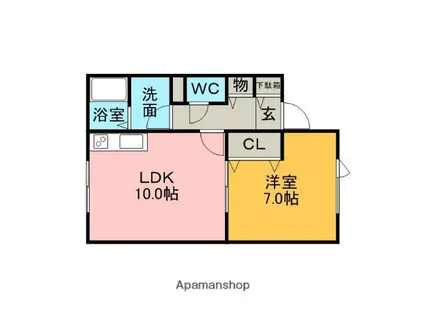 ポートアベニュー(1LDK/1階)の間取り写真